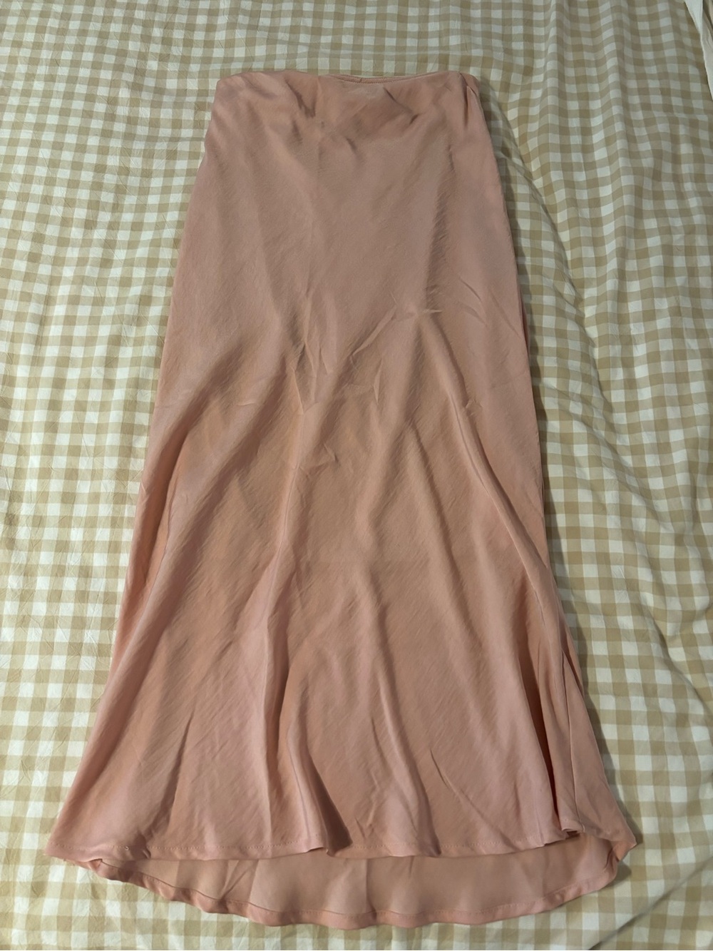 Blush Pink Midi Satin Skirt